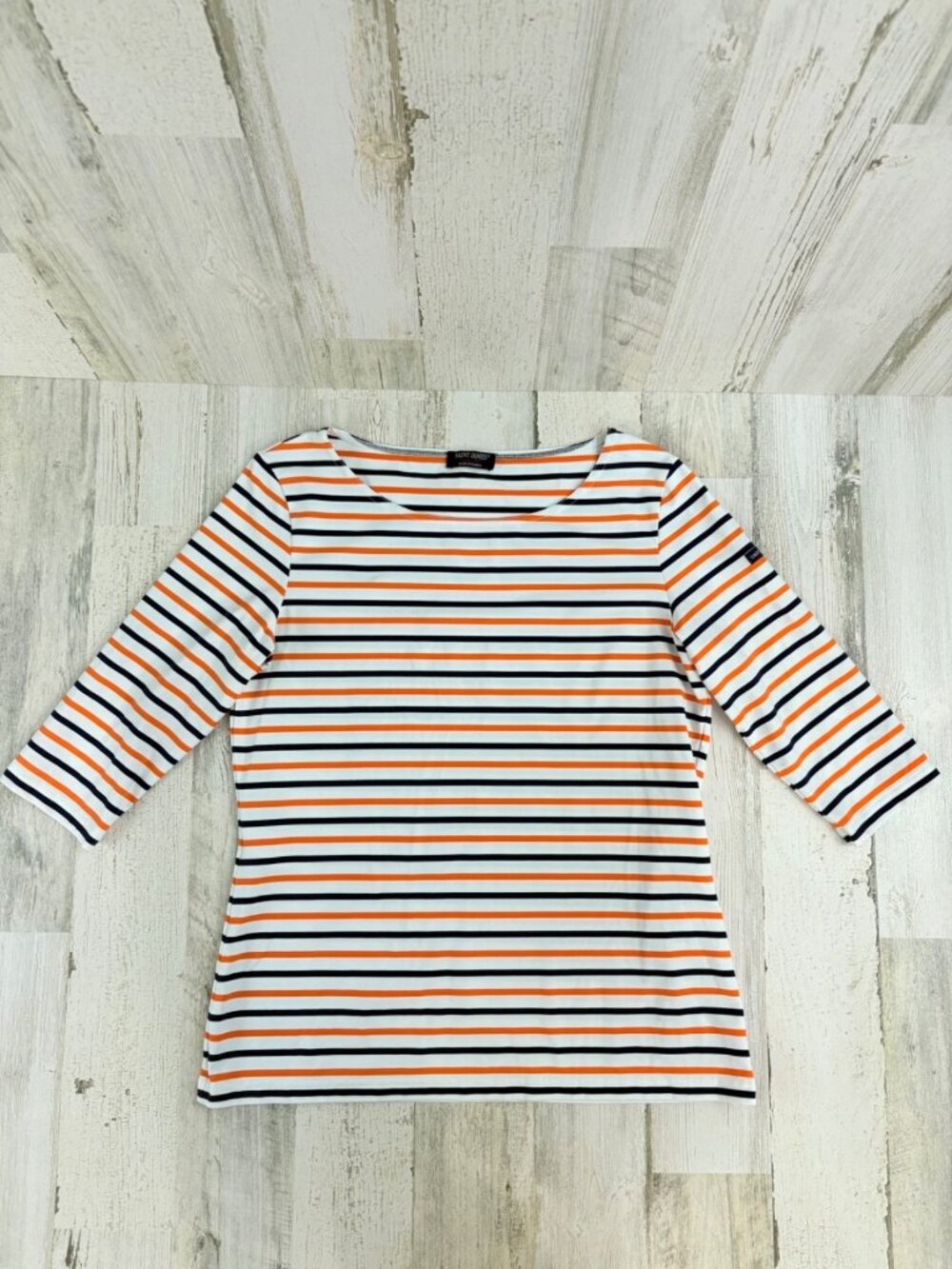 Saint James Orange Blue M 12 Striped UV Shirt EUC